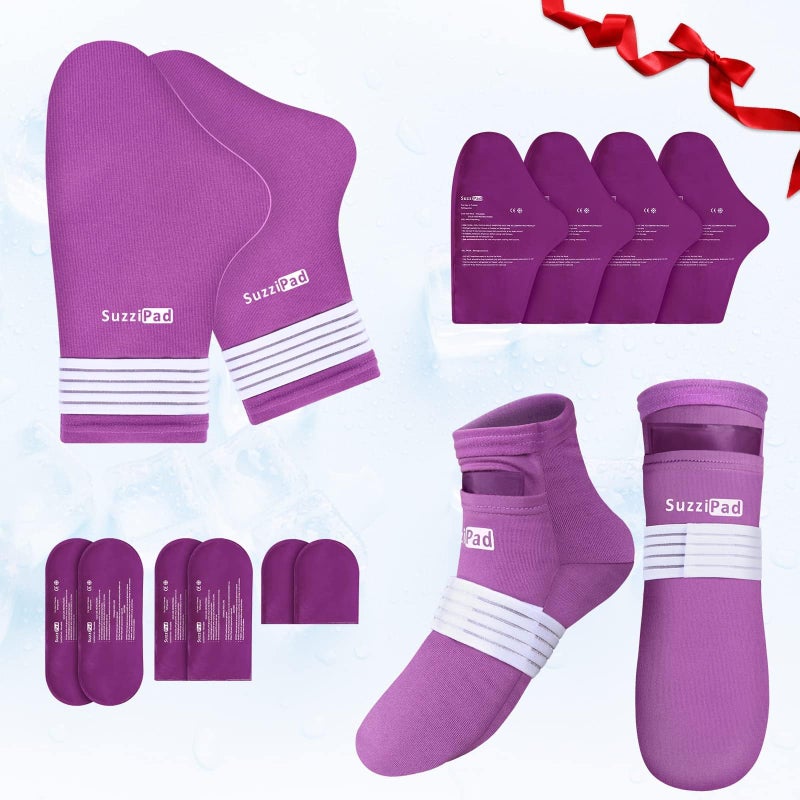 SuzziPad Foot Ice Pack Cold Socks Gloves for Chemotherapy Comfort Items for Chemo Soothing for Feet Cooling Therapy for Hand L Purple